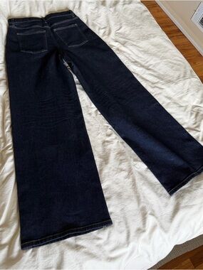 SPANX High Waisted Wide Leg Dark Wash Jeans